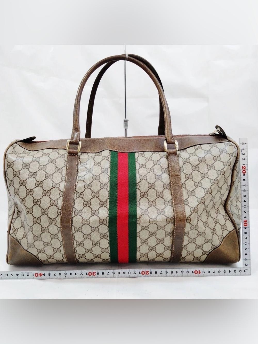 Vintage Gucci GG Canvas Web Stripe Boston Bag - Sherry Line
